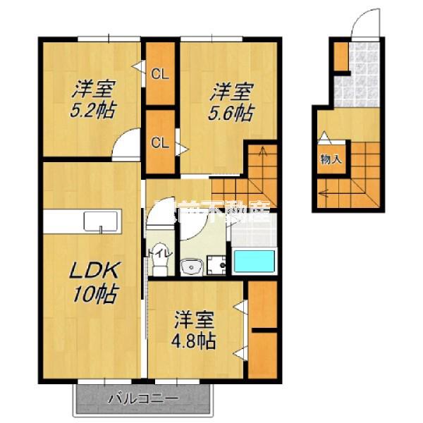 ルージュみやき(3LDK/2階)の間取り写真