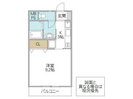 ミシェル(1K/1階)の間取り写真