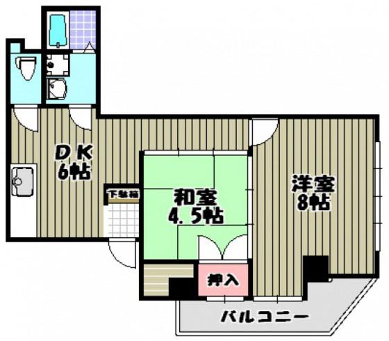 西興ビル(2DK/2階)の間取り写真