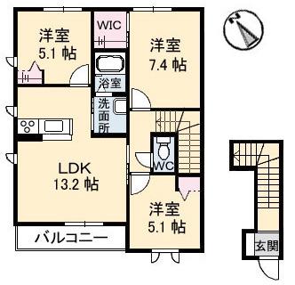 グランマストシエロI(3LDK/2階)の間取り写真