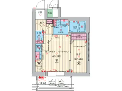 ファーストフィオーレ京都コーヴォ(1LDK/4階)の間取り写真