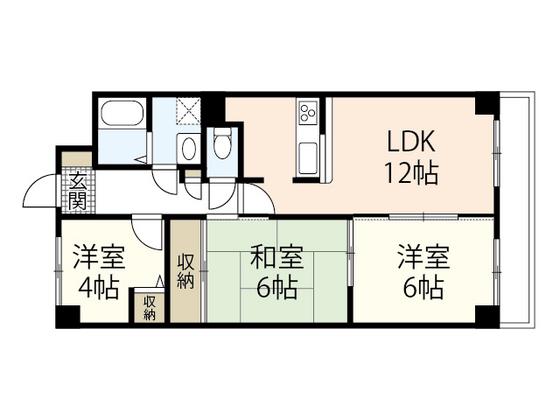 カルフール大町(3LDK/5階)の間取り写真