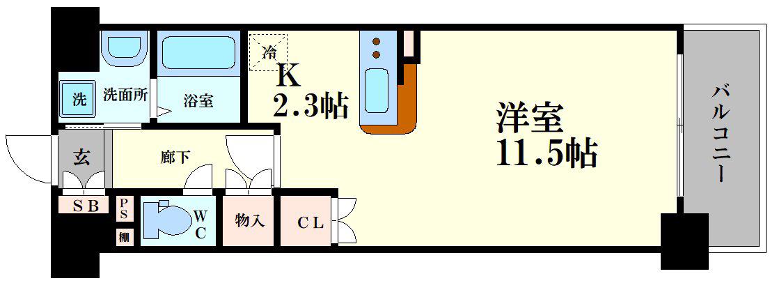 大拓ハイツ22(ワンルーム/2階)の間取り写真