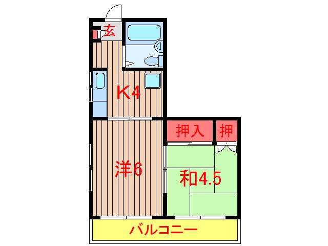 サンプレジャー(2K/1階)の間取り写真