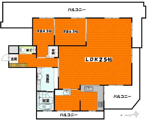 ダイアパレス鶴見橋(2LDK/13階)の間取り写真