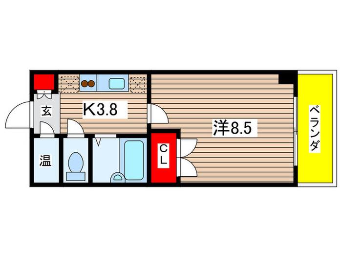 ボヌールII(1K/5階)の間取り写真