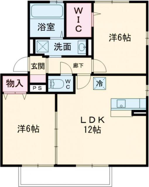 ソラーレつくばB棟(2LDK/1階)の間取り写真