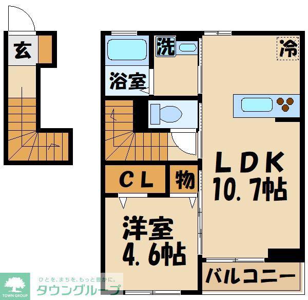 ハレカノア(1LDK/2階)の間取り写真