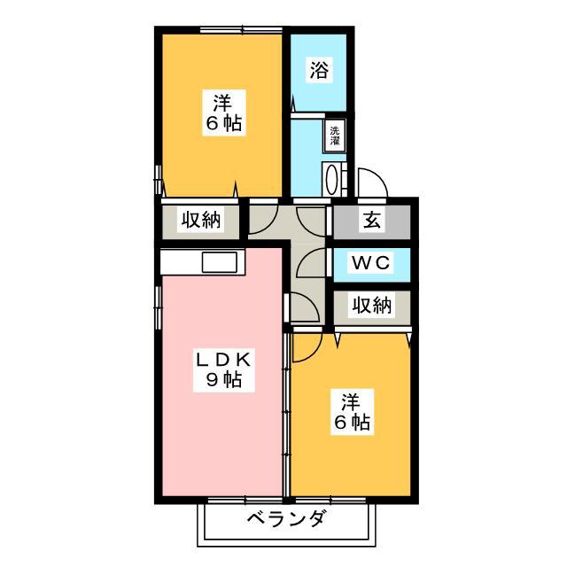 スリーシャトーA(2DK/2階)の間取り写真
