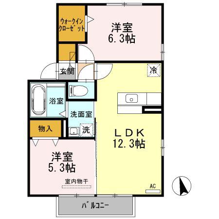 ディライトB(2LDK/2階)の間取り写真