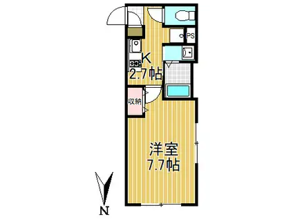 ウェルスクエアイズム武蔵小山ウエスト(1K/2階)の間取り写真