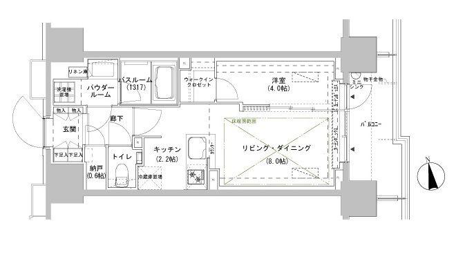 パークスフィア牛込神楽坂(1LDK/2階)の間取り写真
