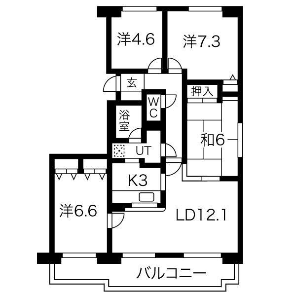 リラハイツ美園(4LDK/3階)の間取り写真