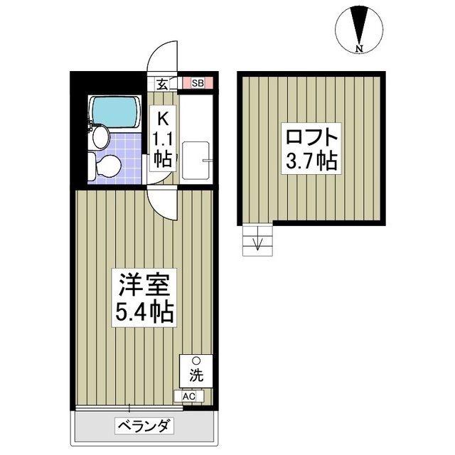 リコリス B(1K/2階)の間取り写真