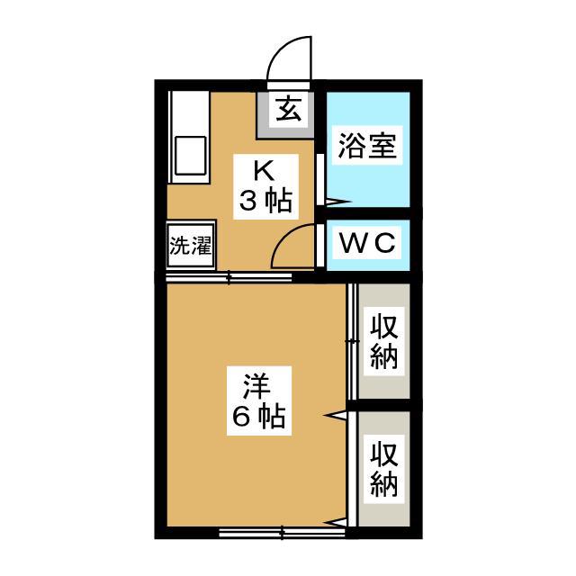 スカイハイツ(1K/1階)の間取り写真
