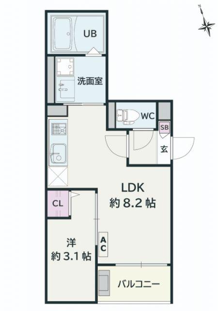 JACK KASUMIGASEKIHIGASHII(1LDK/1階)の間取り写真