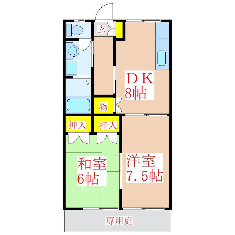 ハイム迫田(2DK/1階)の間取り写真