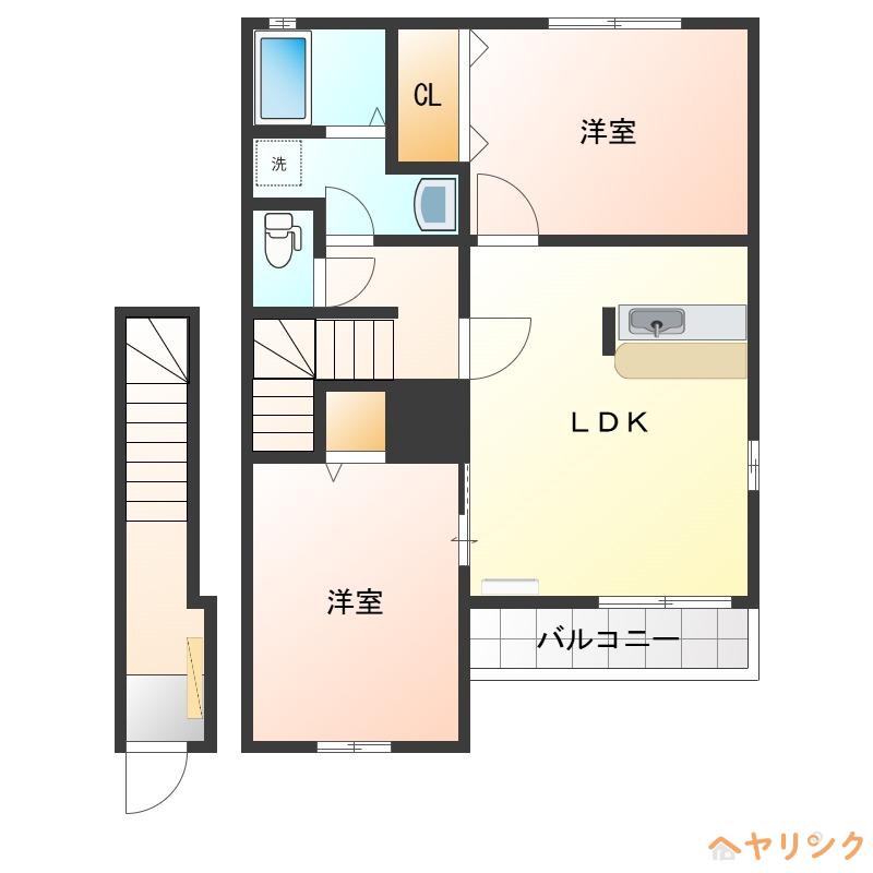 ミッテフリーデI(2LDK/2階)の間取り写真