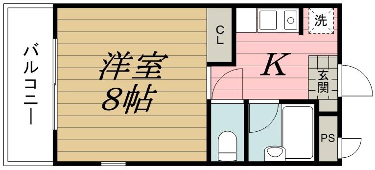 ヒルズオキマンション(1K/3階)の間取り写真