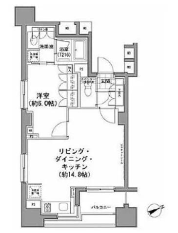 パークハビオ八丁堀(1LDK/7階)の間取り写真
