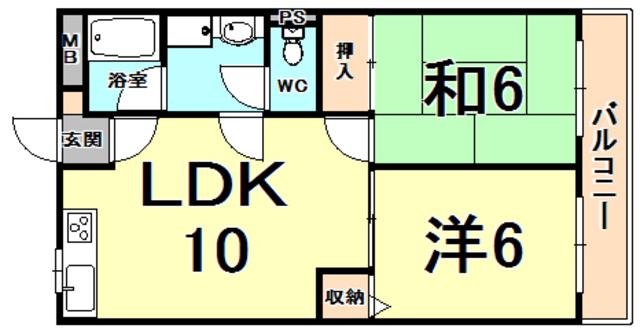 クレール武庫之荘(2LDK/4階)の間取り写真