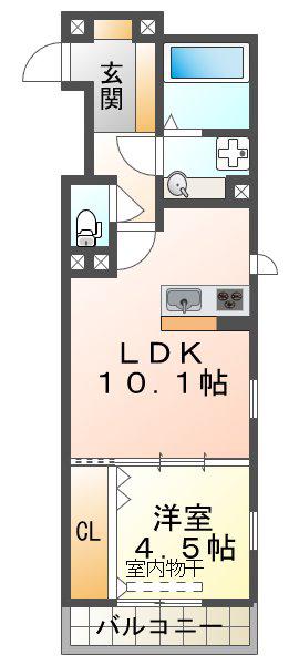グレイスコート明石(1LDK/3階)の間取り写真