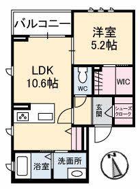 ジョイア白島(1LDK/3階)の間取り写真