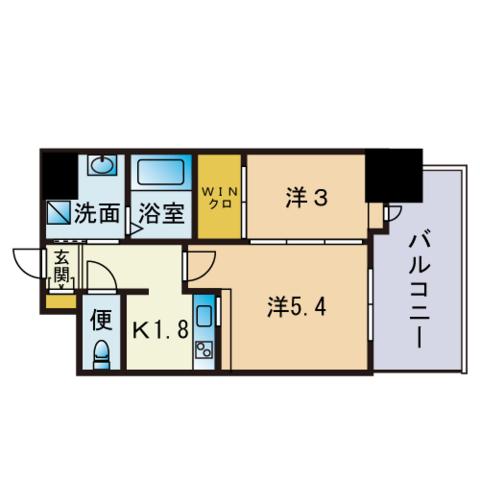エンクレスト博多駅前ART(2K/10階)の間取り写真