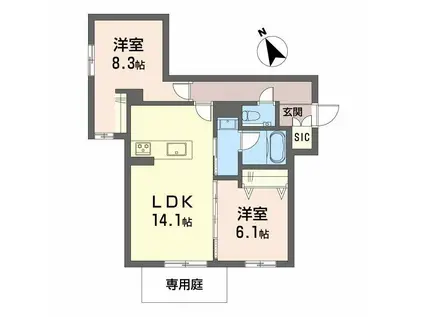 KAWANA TERRACE(2LDK/1階)の間取り写真