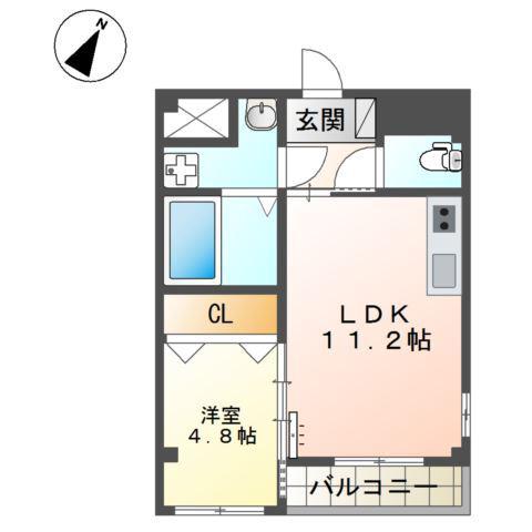 神戸市灘区下河原通4丁目マンション(1LDK/3階)の間取り写真