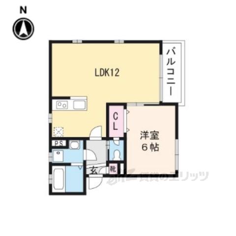 フォレス鳥羽Ⅰ・Ⅱ(1LDK/1階)の間取り写真