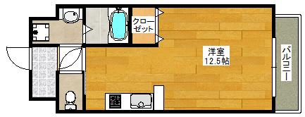 GROOVE江坂(ワンルーム/3階)の間取り写真