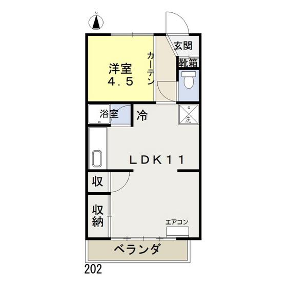 FOREST辰巳(1LDK/2階)の間取り写真
