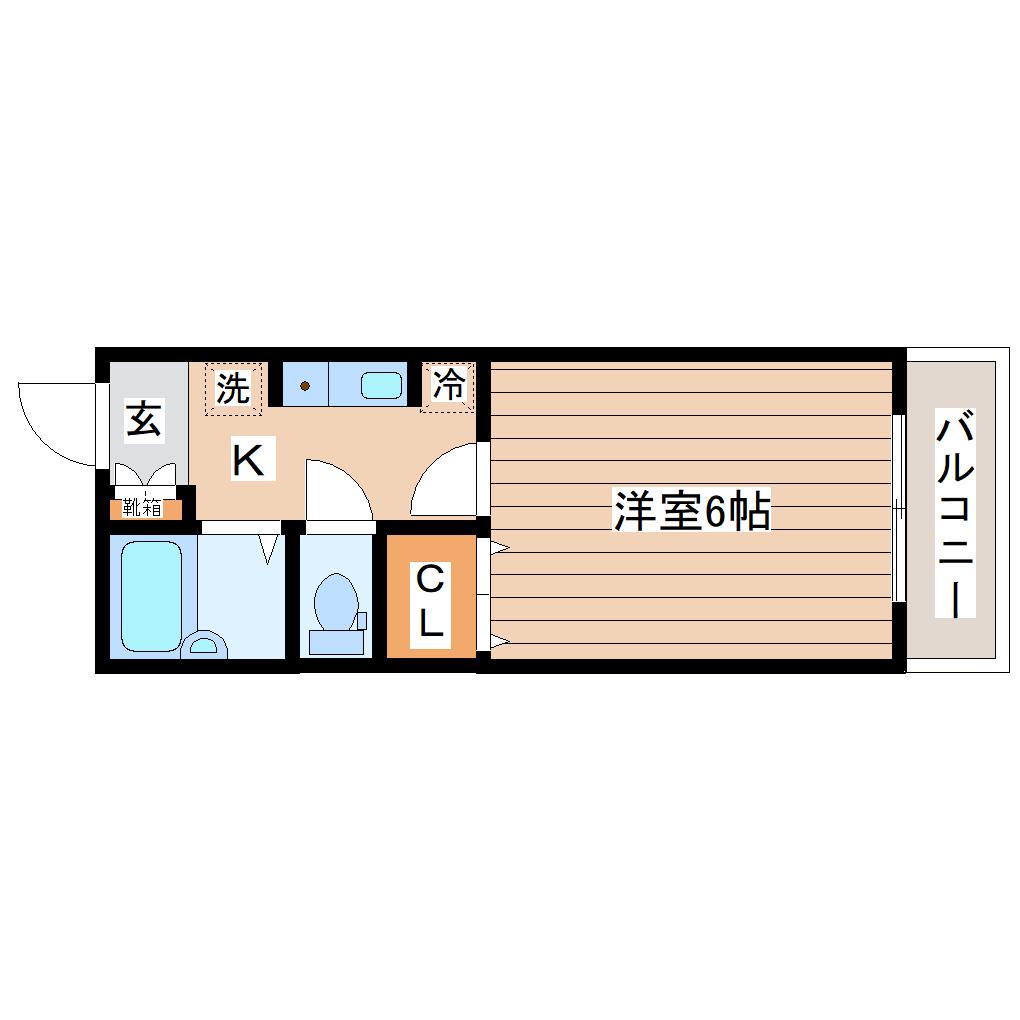メルヴェイユみやぎ野(1K/3階)の間取り写真