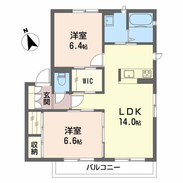 ZEXA雅(2LDK/2階)の間取り写真