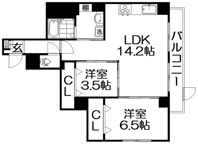 マーブルコート星田(2LDK/1階)の間取り写真