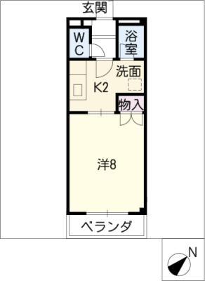 ビッセルナカシマ(1K/1階)の間取り写真