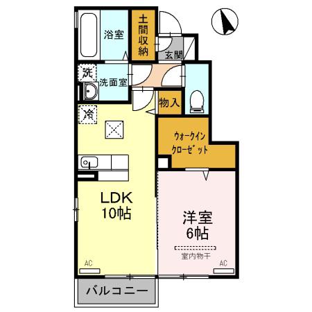 ブォナ・フォルトゥーナ B(1LDK/1階)の間取り写真