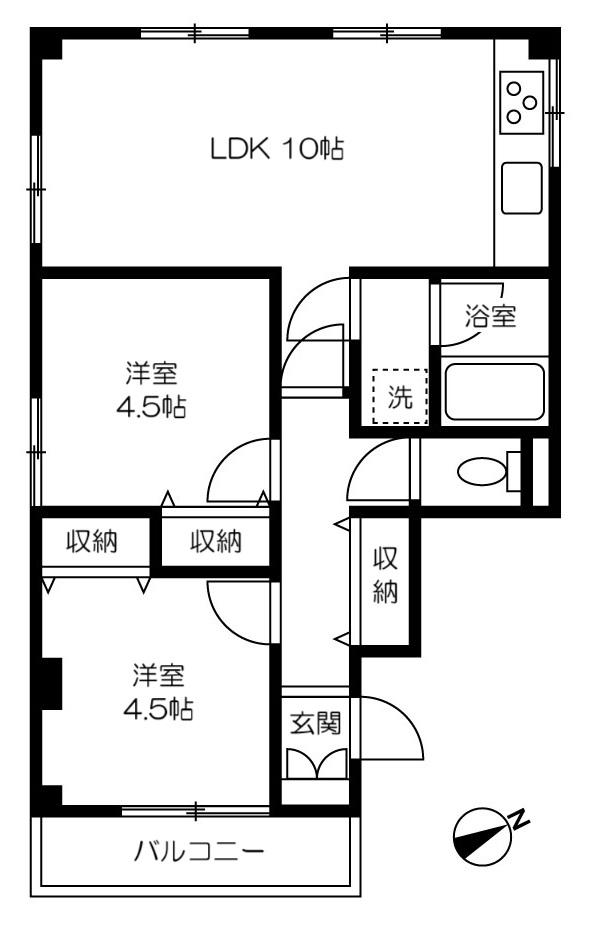 ホワイトビル(2LDK/3階)の間取り写真