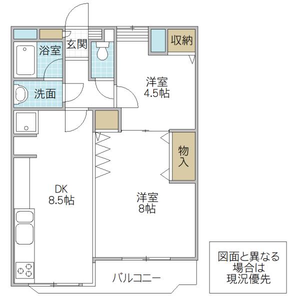 ピアステージ勝田(2DK/3階)の間取り写真