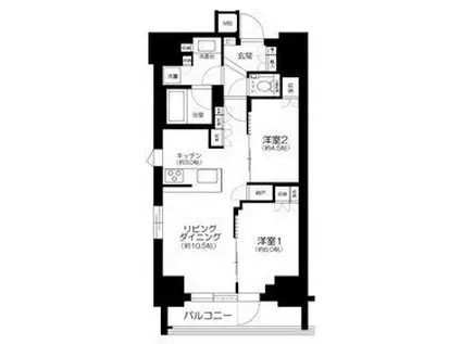 シティハウス目黒ザ・ツインノース棟(2LDK/6階)の間取り写真