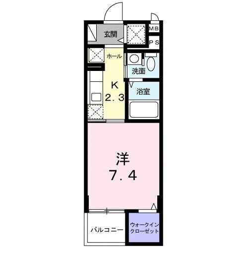 オークヴィラ(1K/2階)の間取り写真