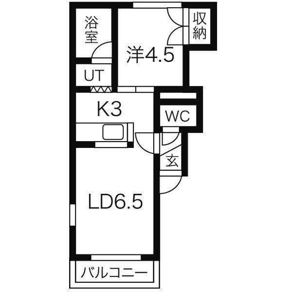 プロスペール北23条(1LDK/4階)の間取り写真