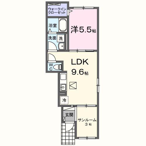 フレグランス(1LDK/1階)の間取り写真