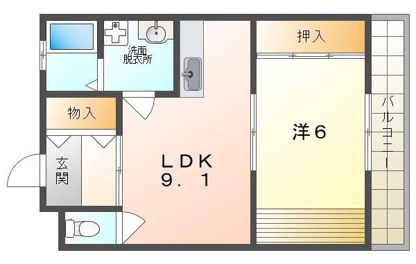 アートマンション(1LDK/3階)の間取り写真
