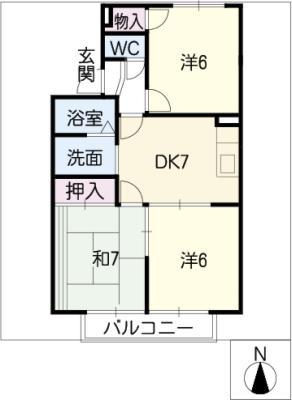 AROMA ANNEXIII(3DK/2階)の間取り写真