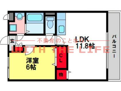 ユーミー姫方(1LDK/3階)の間取り写真