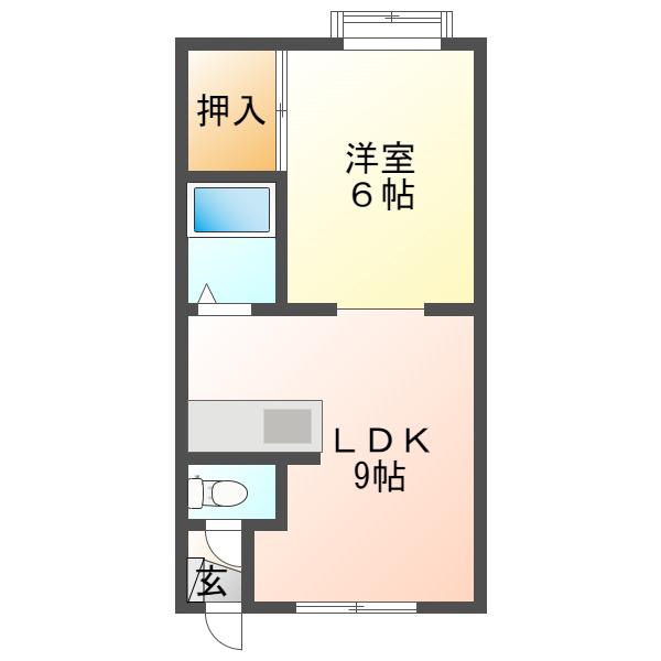 グランドハウスB(1DK/2階)の間取り写真