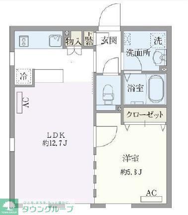 PASEO荏原中延(1LDK/4階)の間取り写真