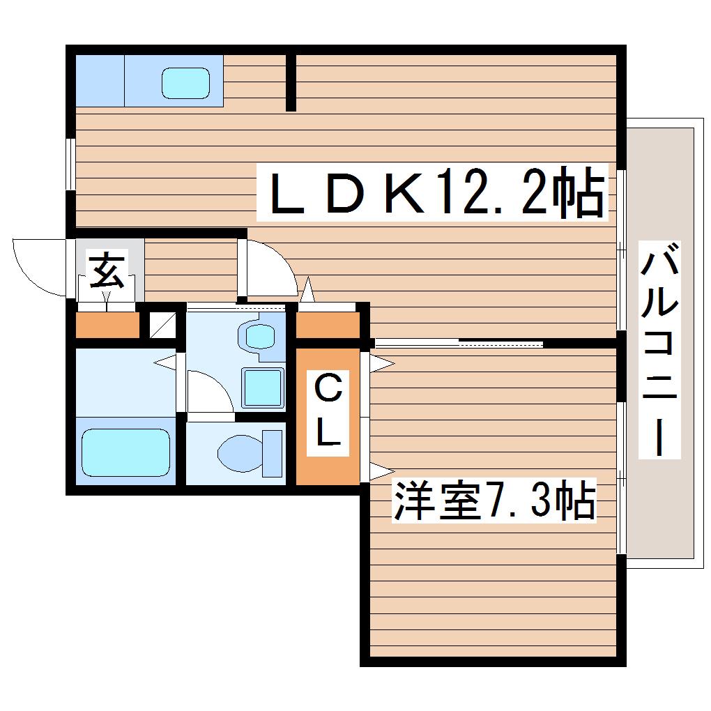 グリーンハイツ砂押(1LDK/1階)の間取り写真